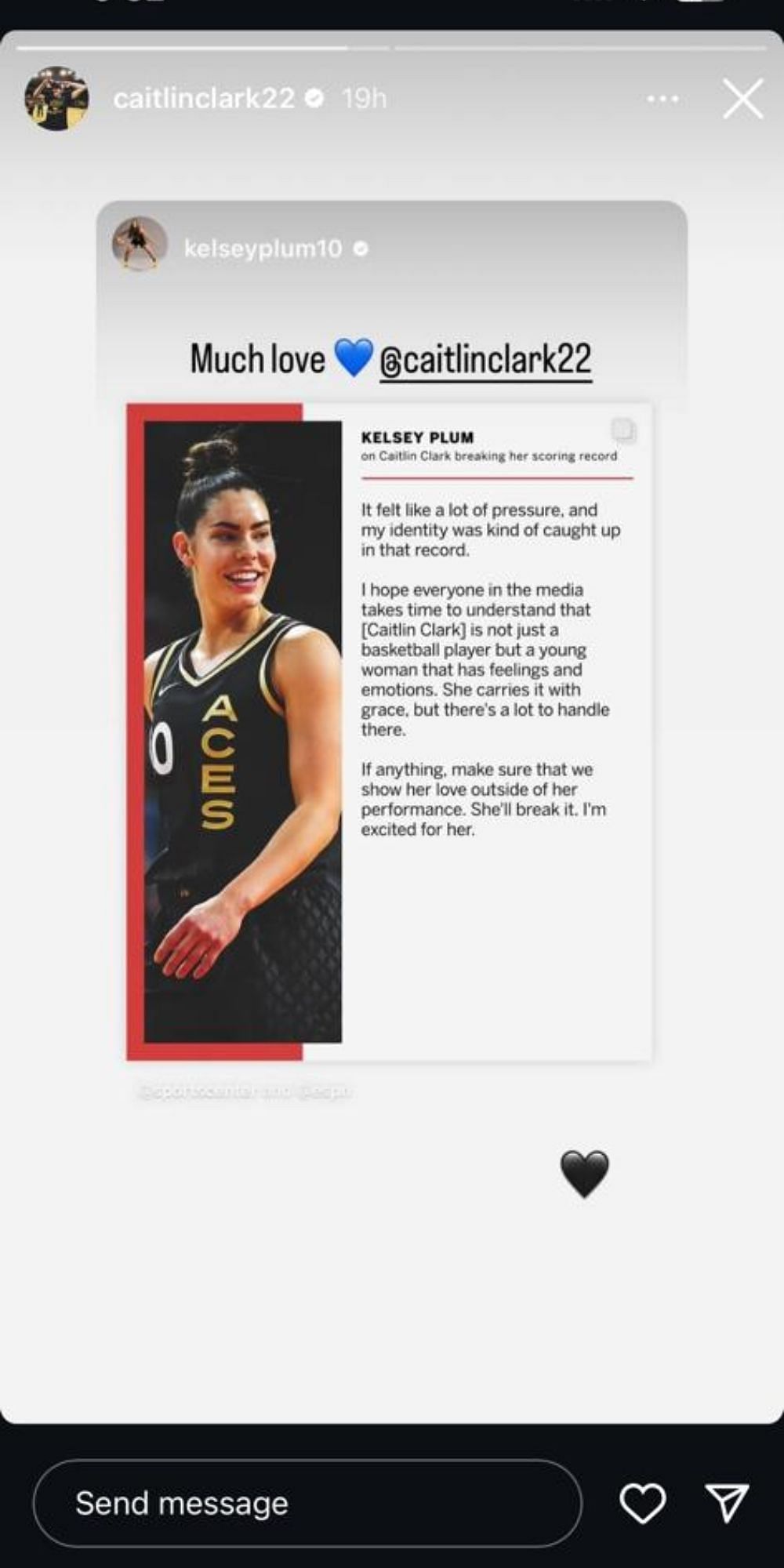 Kelsey Plum's message for the Iowa point guard.